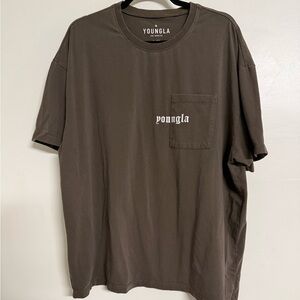 YoungLA Brown Pocket Tee with White Logo